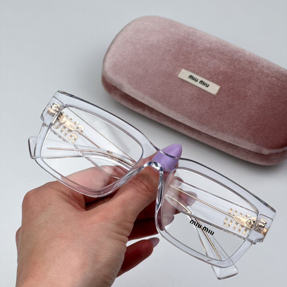 Miu Miu MU02XV 2AZ1O1 BRAND NEW Eyeglasses Transparent Clear Rectangle Women
